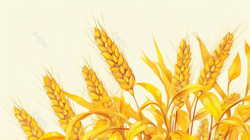 卡通风格金色麦穗简约背景,插画/手绘图,插画/手绘图库,插画/手绘图下载,插画/手绘